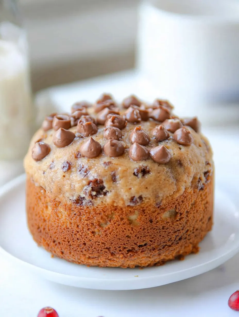 A cake with chocolate chips on top of it.