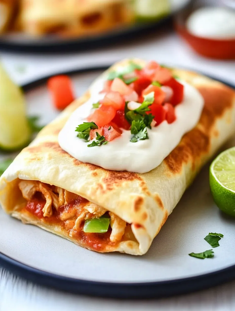 A delicious Mexican meal with a burrito filled with meat and tomatoes, topped with sour cream and guacamole.