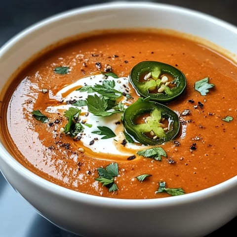 A bowl of soup with a spoon in it.