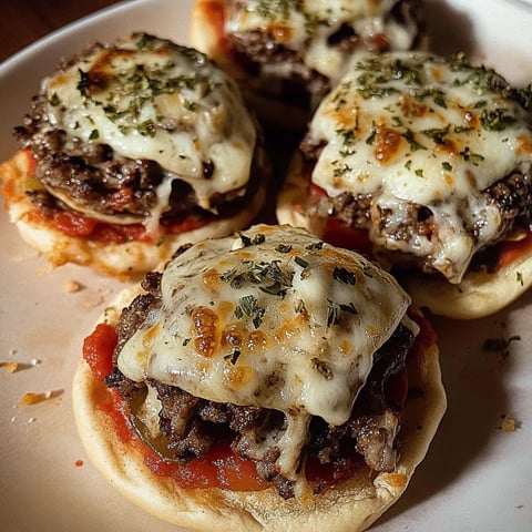 A plate of four cheese and meat pizzas.